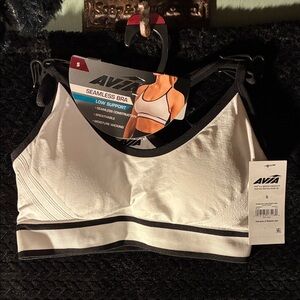 Avia Women's Seamless Sports Bra - White with Black Trim